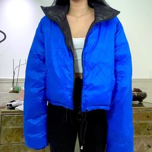 Reversible Lightweight Puffy Zip Up Jacket